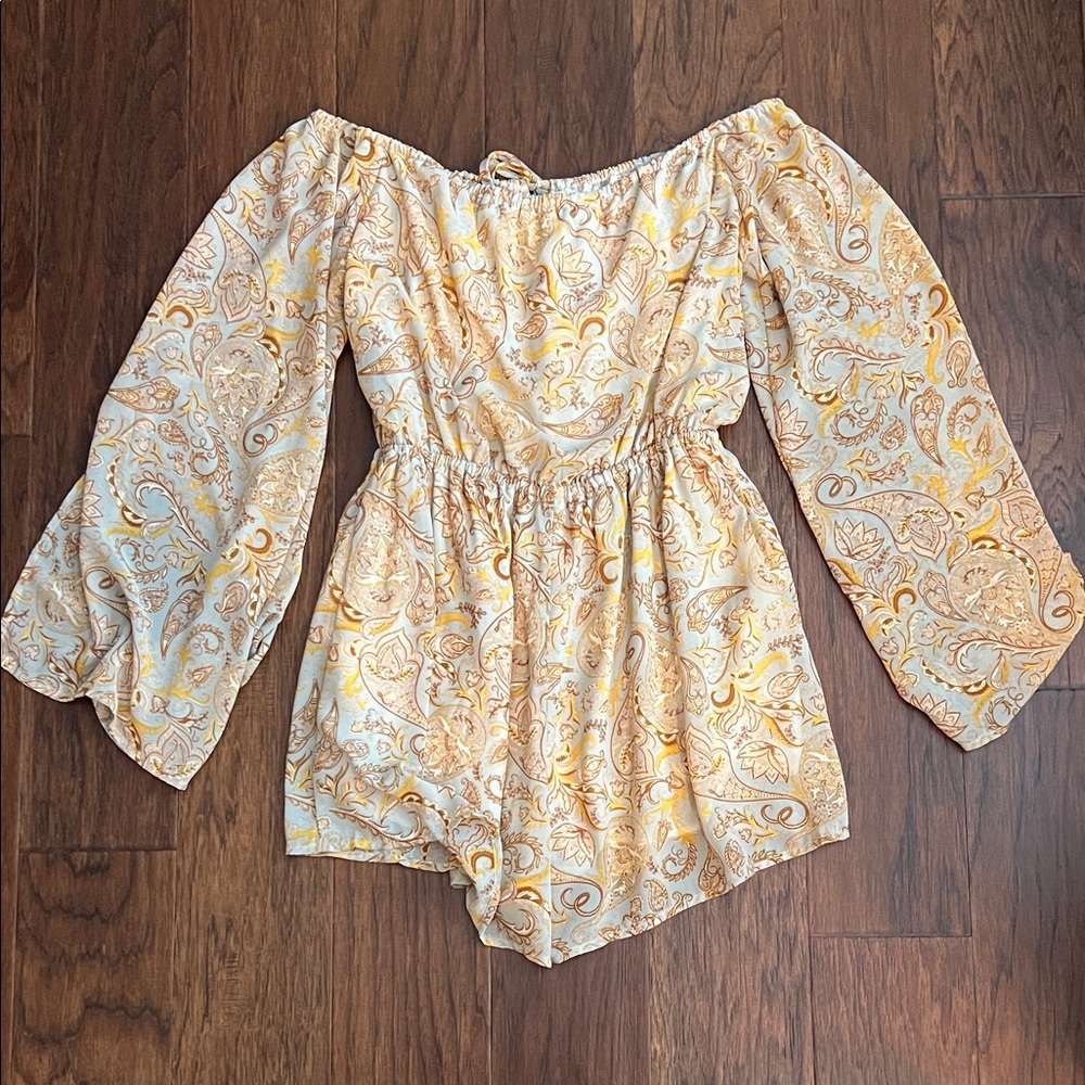 Style Rack Blue, Gold & Cream Paisley Romper
